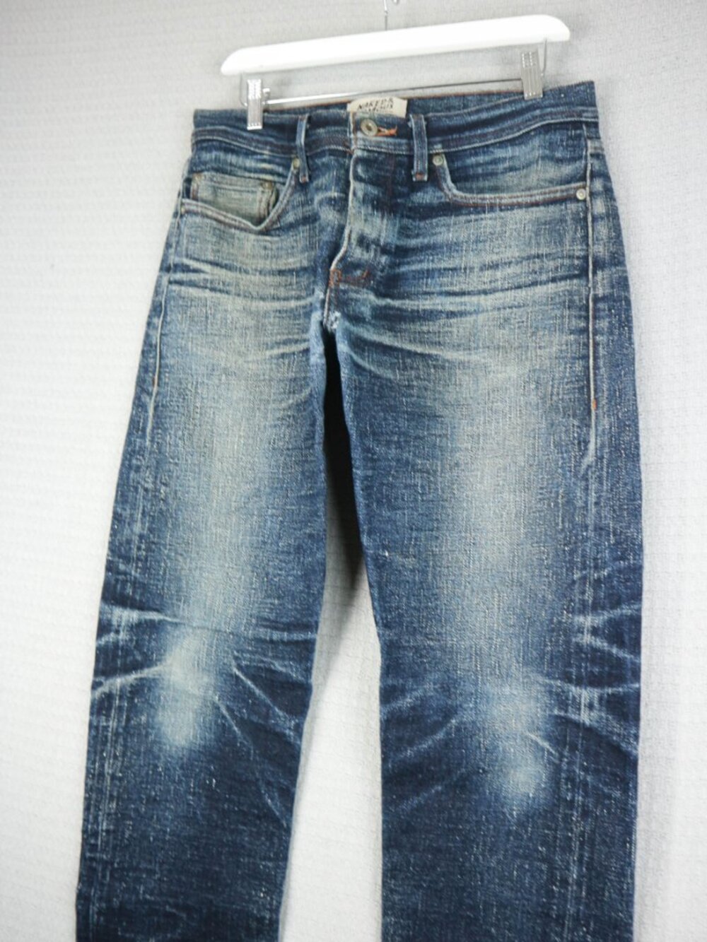 Naked & Famous Okayama Spirit 2 Weird Guy Selvedge Faded Whisker Denim Jeans 34W - Picture 6 of 16
